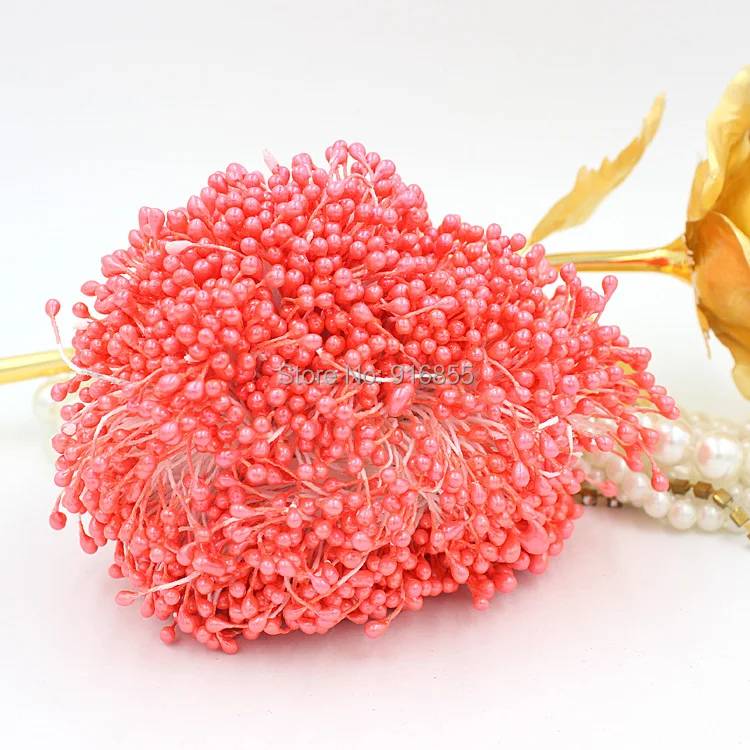 

Free shipping 1800pcs/lot 3mm light red color Double Head pearl bead flower stamen floral stamen cake decoration craft DIY