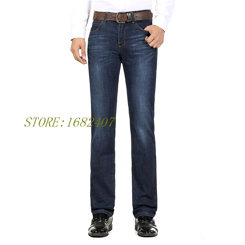 

Free Shipping High Quality Male straight jeans mid waist denim trousers Men's four seasons all-match jeans blue black 27-35