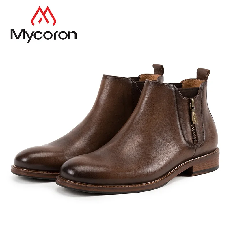 MYCORON/мужские ботильоны из натуральной кожи новые модные мужские кожаные ботинки