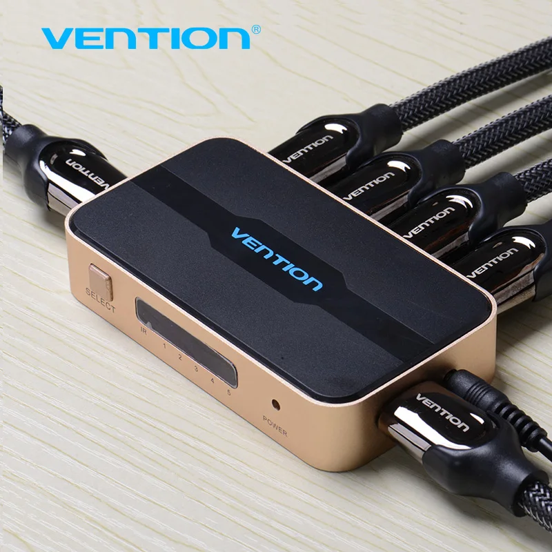 

Vention HDMI Switch 5 port With AC Power Adapter Switch HDMI Splitter 4K 3D With Remote Control for PS3 PS4 ACDG0