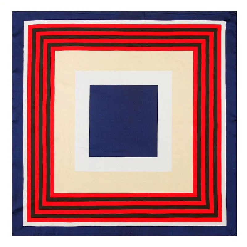 

[POBING] 2017 Luxury Brand Plain Silk Scarf Women Square Scarves Geometric Stripe Hijab Lady Bandana Female Foulard 60cm x 60cm