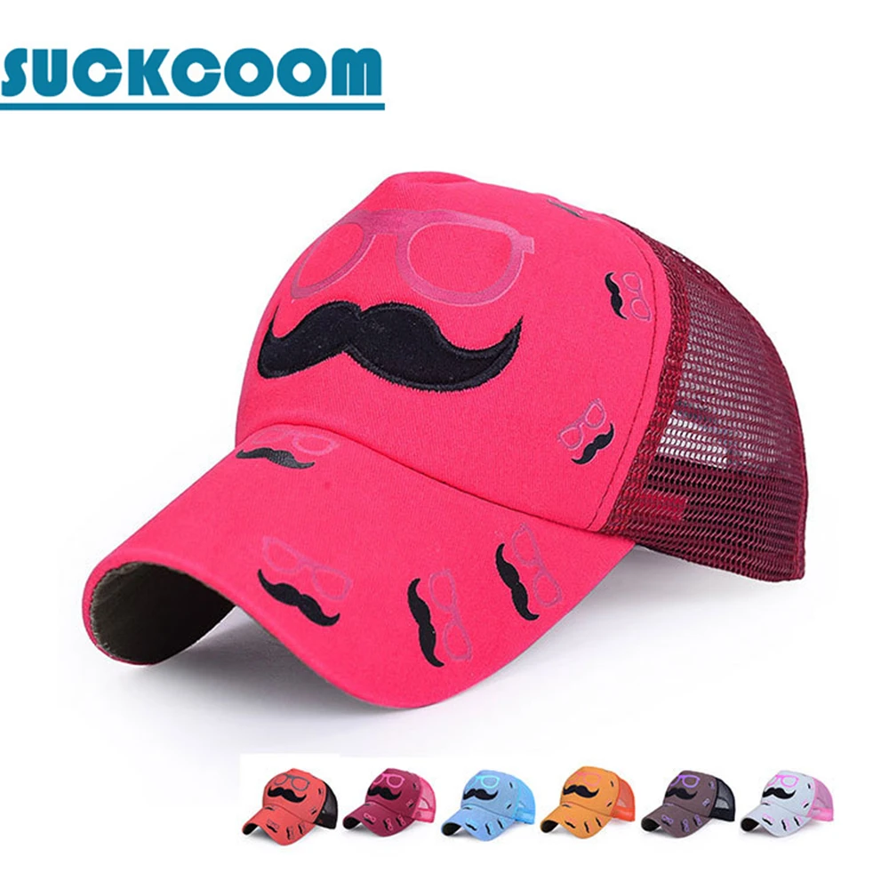 New Baseball Cap Unisex Summer Mesh Outdoor Hat Mustache Embroidery Snapback Fashion Sports Hat for Women Hockey Adjustable Caps