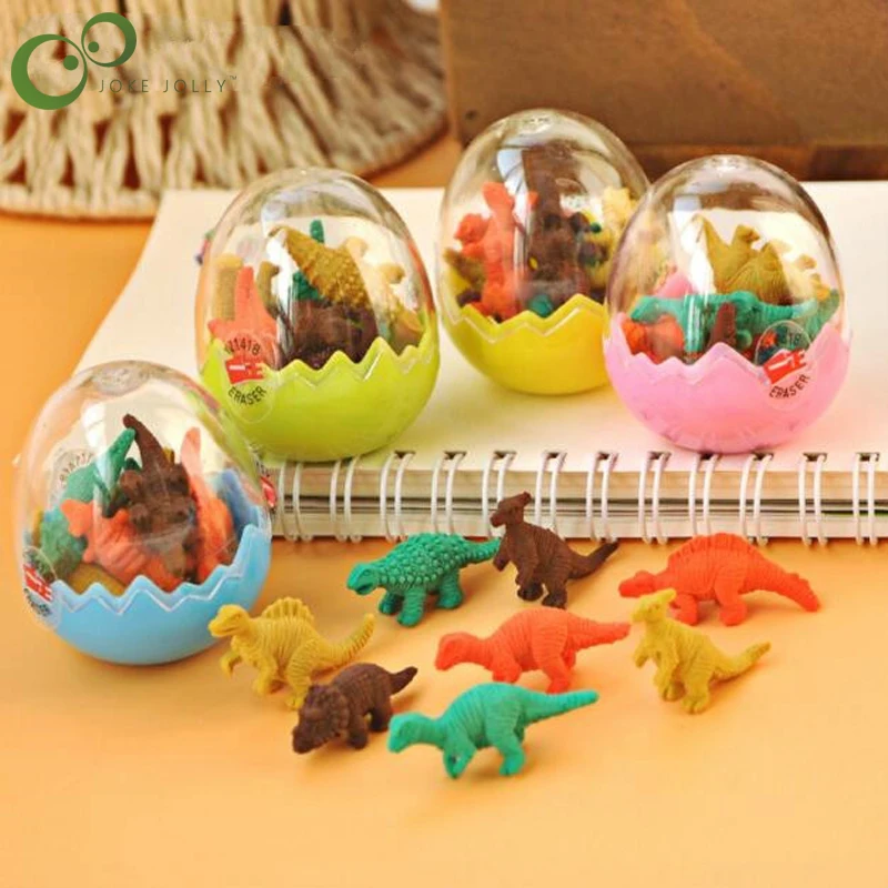 4 Different Colors & Figures Eraser Dinosaurs 4 Pack Googly 