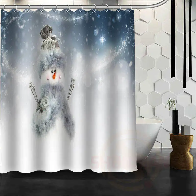 Мода на заказ Белый Зима Снеговик Водонепроницаемый Ткань Для ванной душ Шторы - Цвет: Фиолетовый