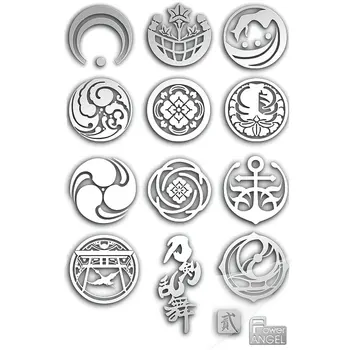 12pcs/set DIY 3D Metal Phone Laptop Sticker Touken Ranbu Anime Sticker Waterproof Decal Stiker Toy for kids gift uwowo izuminokami kanesada cosplay touken ranbu online anime men costume touken ranbu cosplay izuminokami kanesada