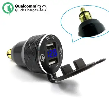 

Aluminum Alloy Quick Charge 3.0 Dual Motorcycle USB Charger for BMW Triumph Tiger Ducati Motorcycle DIN Socket to USB Adapter