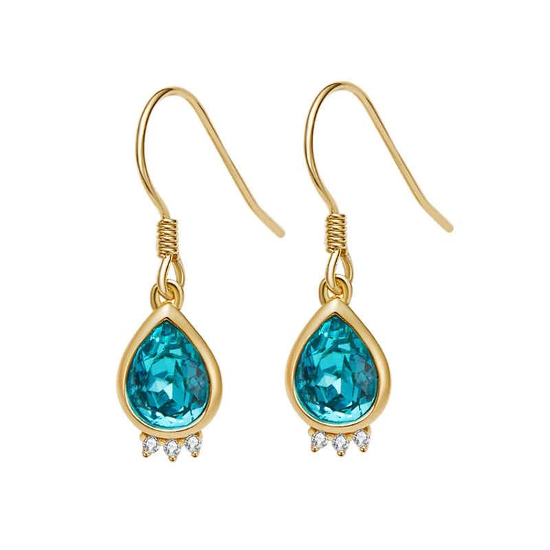 

LEKANI 2019 Vintage Evil Eye Earrings Crystals from Swarovski Tear Drop With Cubic zircon 925 Sterling Silver Dangle Earrings