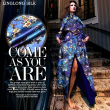 С рисунком шелк шерсть сатин 140 см ширина 40 мм/35% шелк+ 65% шерсть атласная ткань с цветком для шитья Vestidos/украшение дома доступ