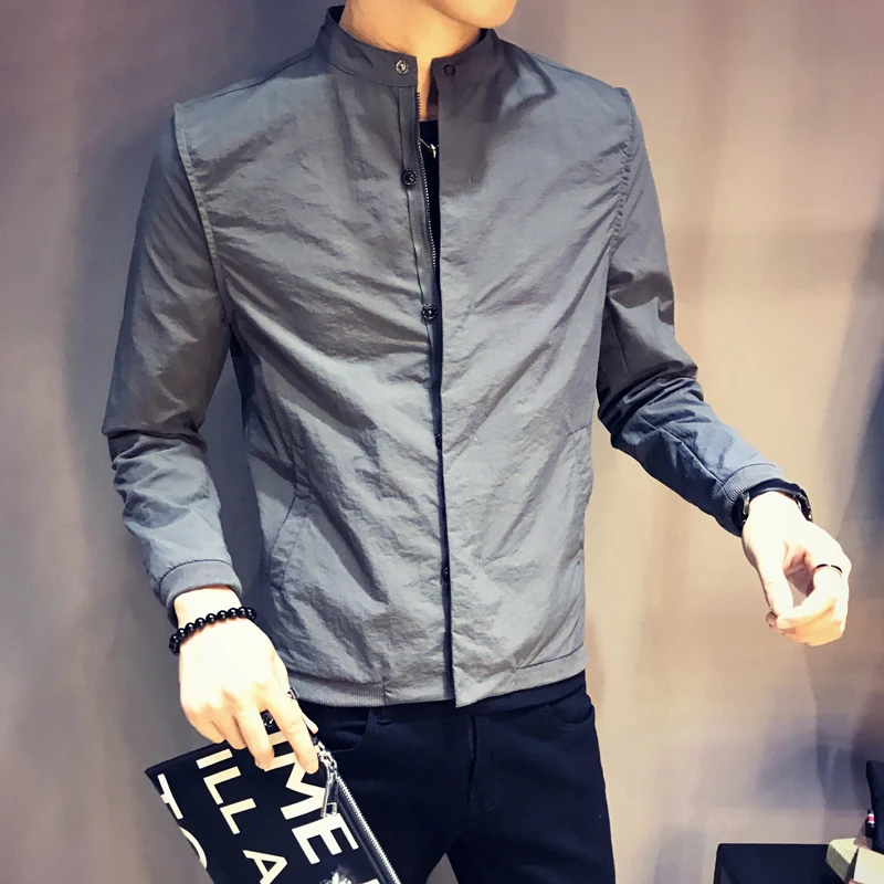 2018 New Autumn Jacket Men Fashion Pure Color Coat Thin type of jacket Male 2018 New Autumn Jacket Men Fashion Pure Color Coat Thin type of jacket Male