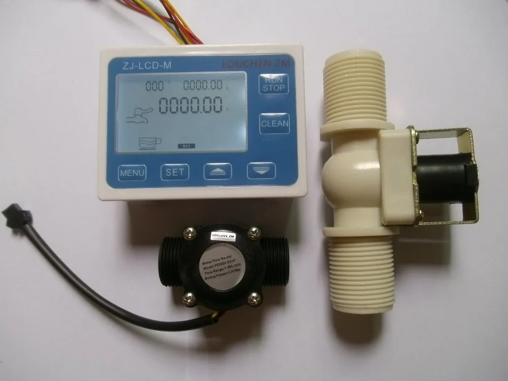 

2017 NEW 3/4" Water Flow Control LCD Meter + Flow Sensor + Solenoid valve