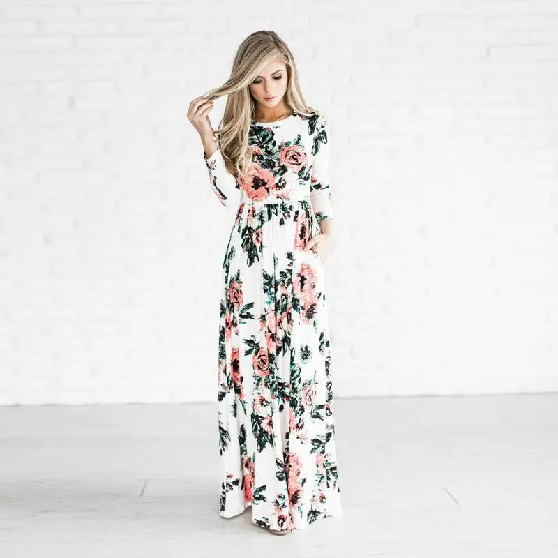 

Summer Long Dress Floral Print Boho Beach Dress Tunic Maxi Dress Women Evening Party Dress Sundress Vestidos de festa XXXL