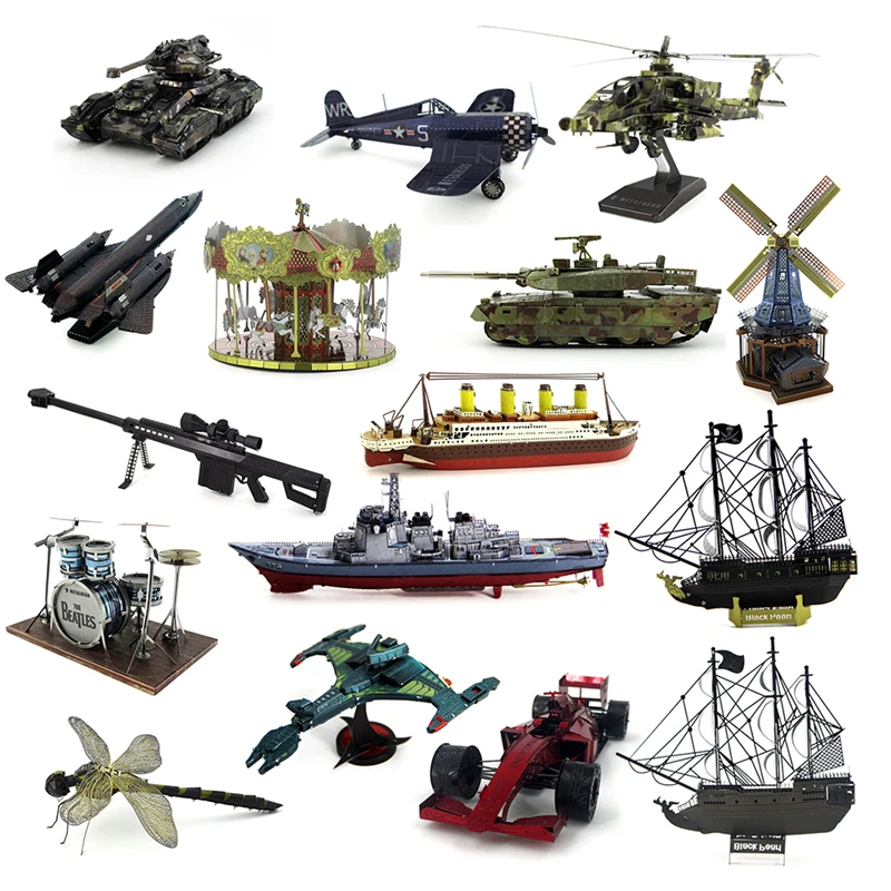

Color Printed 3D Metal Puzzles Tank Car Airplane Fighter Model DIY Laser Cut Manual Jigsaw Kits Home Decor Toys Adults Gifts