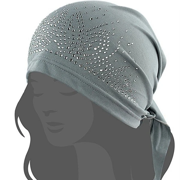 Женская предварительно завязанная шапка после химиотерапии, шарф, шапка, Шапочка-тюрбан, бандана, головной убор для рака, выпадения волос, подарок для дам QDD9074 - Цвет: Gray