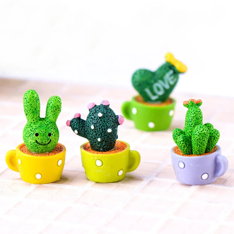 4 шт./компл. модель LOVE Cactus в горшках миниатюрная фигурка сказочный сад кукла для