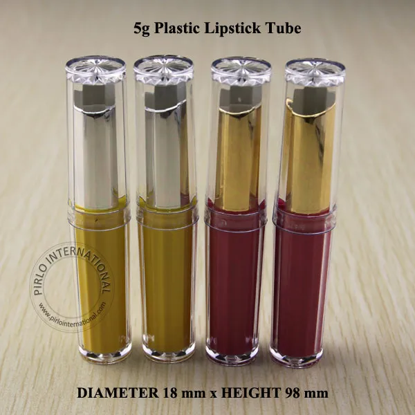 

Wholesale 100pcs 5g/5cc Mixed Colors Empty UV Lipsticks Cases Lipstick Tube Lip Gloss Containers Yellow/Pink Free Shipping