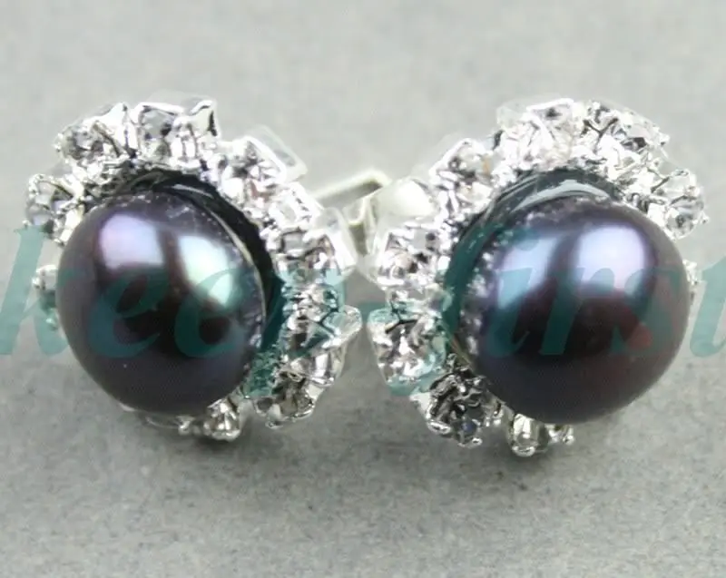 

Free shipping@ Gorgeous FW Pearl Pierced Stud Earring Rhinestone Crystal Clear