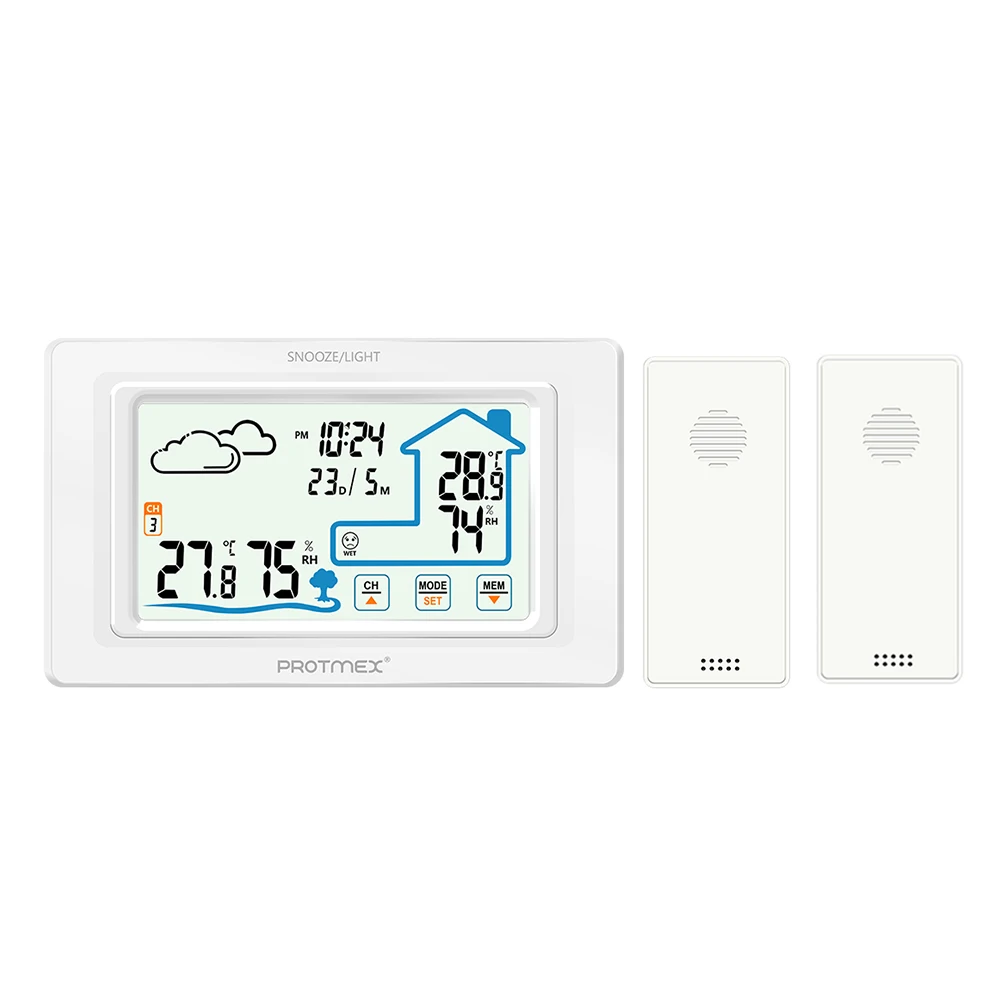

Color Touch Screen Weather Station Sensor Thermometer Hygrometer Meter Digital Forecast Sensor Indoor Outdoor Home PT19A