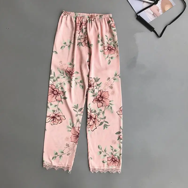 Розовая женская домашняя ночная рубашка, комплект из 4 предметов: топ на бретелях и штаны, пижама комплекты одежды для сна, сексуальное весеннее кимоно халат Bathrobe - Цвет: l - 2