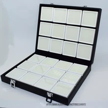 Черный кожзам драгоценных камней портативная коробка Diamond Футляр кулон держатель с 6*6 см камень в поле для 24 шт. gem хранения