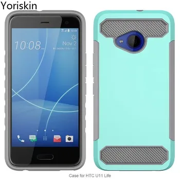 

Dual Layer Armor Case For HTC U11 Life Heavy Duty Shockproof Phone Cover Case For HTC U11 Life With Carbon Fiber Protective Case