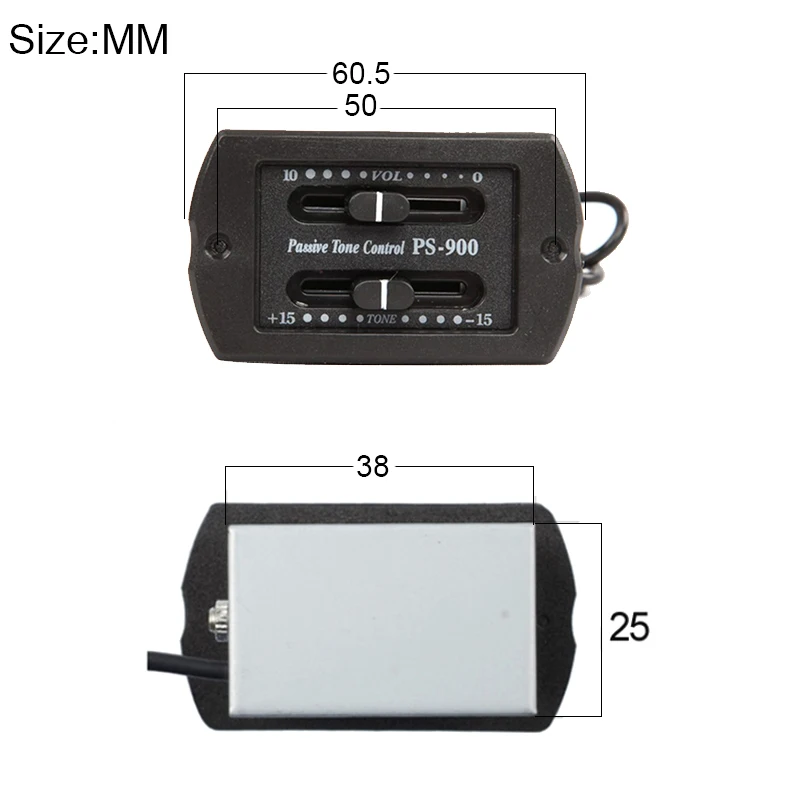 PS-900 2 полосный эквалайзер гитарный пассивный регулятор звука тона пьезо Предварительный усилитель звукоснимателя для акустической гитары мини народные звукосниматели Прямая