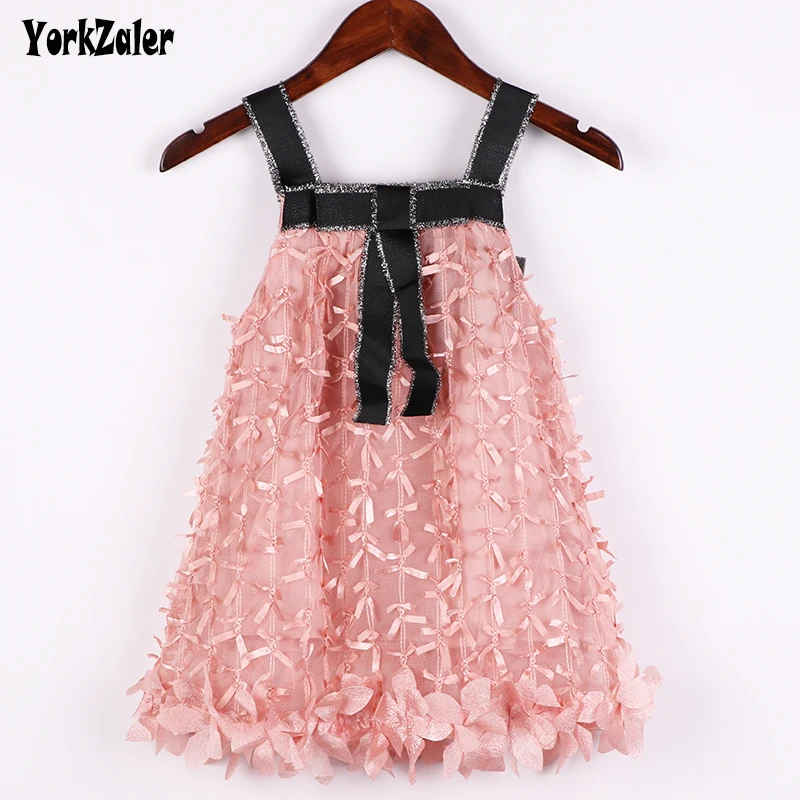 

Yorkzaler Kids Princess Dress For Girl 2018 Summer Mesh Girl Clothes Floral Backless Baby Wedding Party Dress With Bowknot