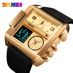 SKMEI мужские спортивные часы мужские кварцевые часы люксовый бренд золотые мужские часы три раза цифровые наручные часы Военные Relogio Masculino