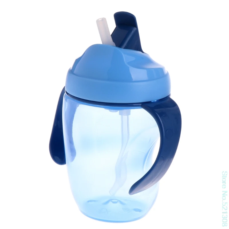 Baby Love для детей новорожденных герметичная чашка учится питьевой соломенной бутылки для тренировок 260 мл прекрасный Прямая поставка - Цвет: Синий