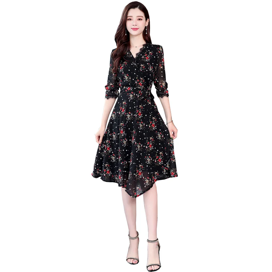 2019 Винтаж цветочный шифон Boho платья Новые летние 3XL плюс Размеры принт пляжный