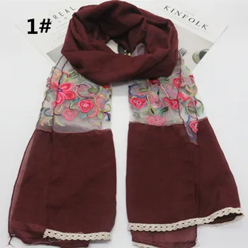 

New colourful flower print lace scarf fashion soft viscose cotton shawl Scarf Muslim hijabs scarf independence packing 10pcs/lot