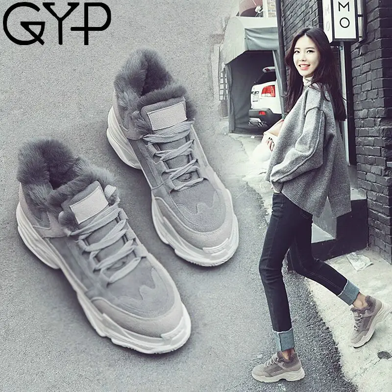 

GYP Sports shoes women's winter thick non-slip Harajuku wild 2018 new street shooting casual student shoes plus velvet DP-328