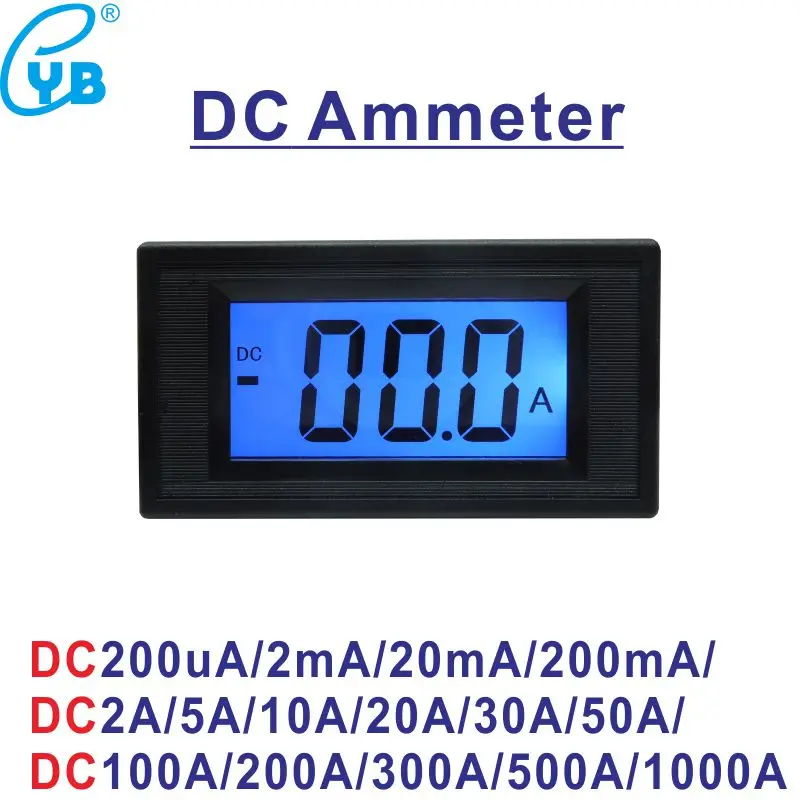 

LCD blue backlight Digital DC Current Meter DC 200mA 2A 5A 10A 20A 50A 100A 200A 300A 500A 1000A Amp Panel Meter Micro Ammeter