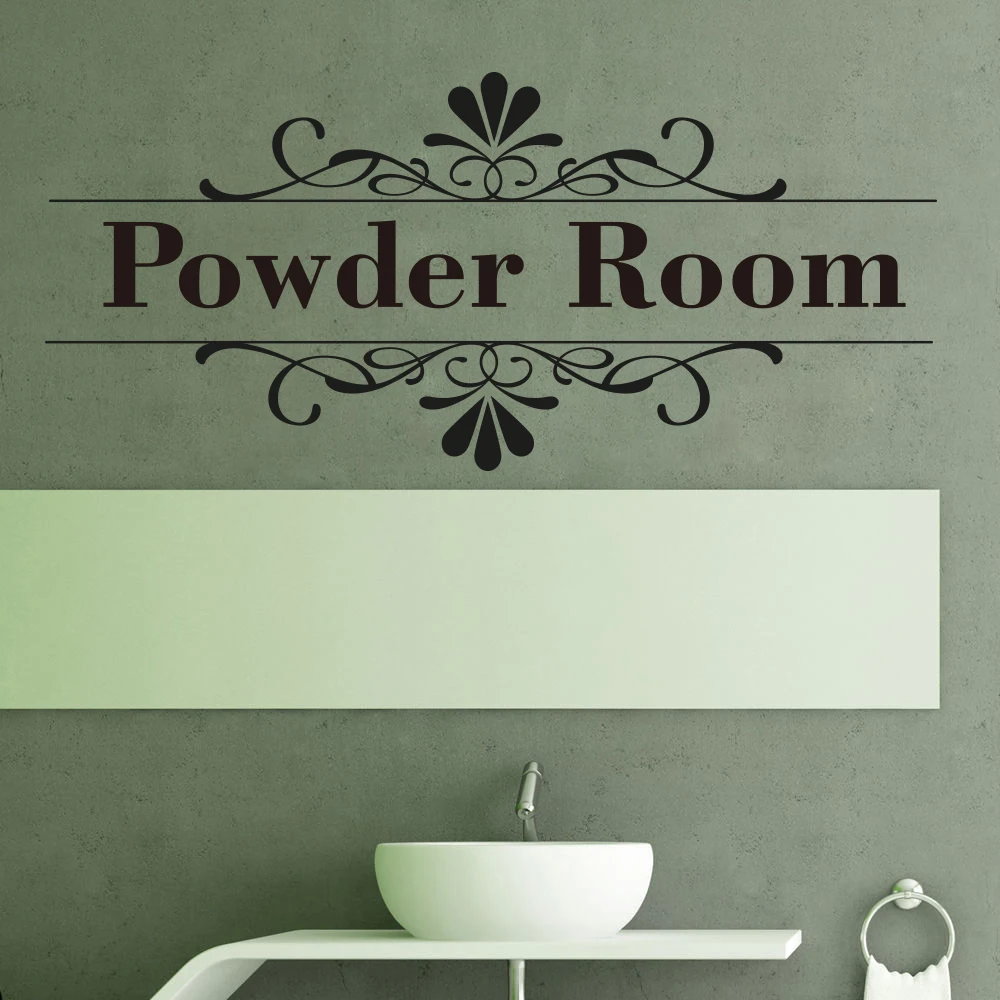 Powder Room Sign Wall Decal Girl Room Make Up Room Powder Room Quote Saying Wall Sticker Vinyl Home Decor Art Mural (2)