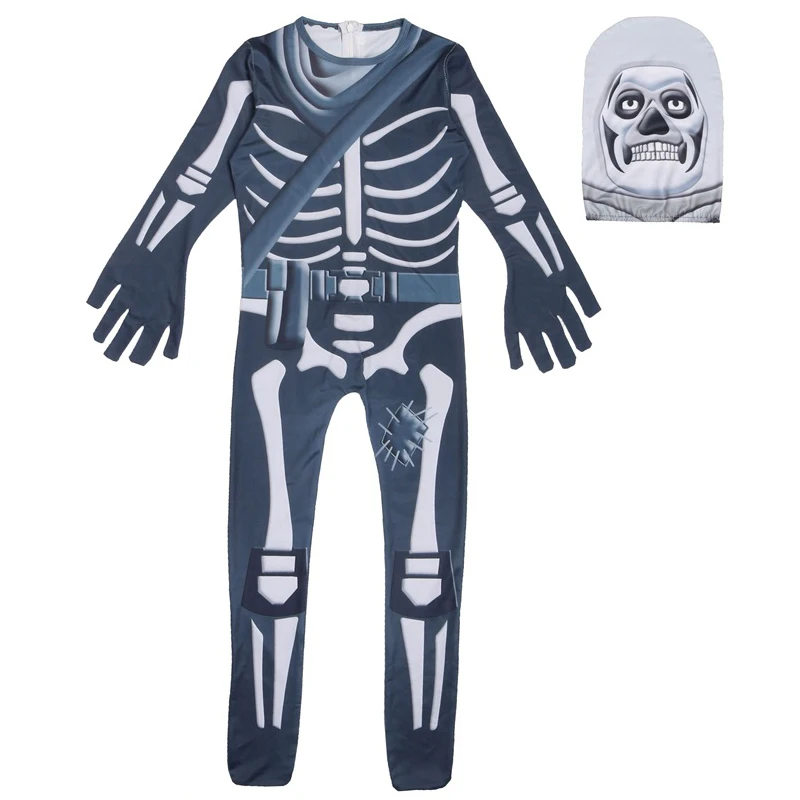 Boys Ghost Skull Skeleton Jumpsuit Cosplay Costumes Party Halloween