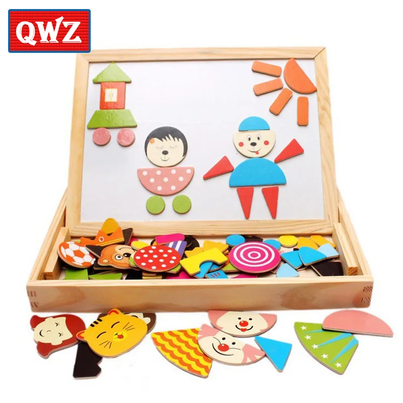 QWZ 8 видов стилей обучающая образовательная головоломка деревянная магнитная головоломка доска для рисования с игрушками хобби детская игрушка для детей рождественские подарки - Цвет: QWZ091-new-N