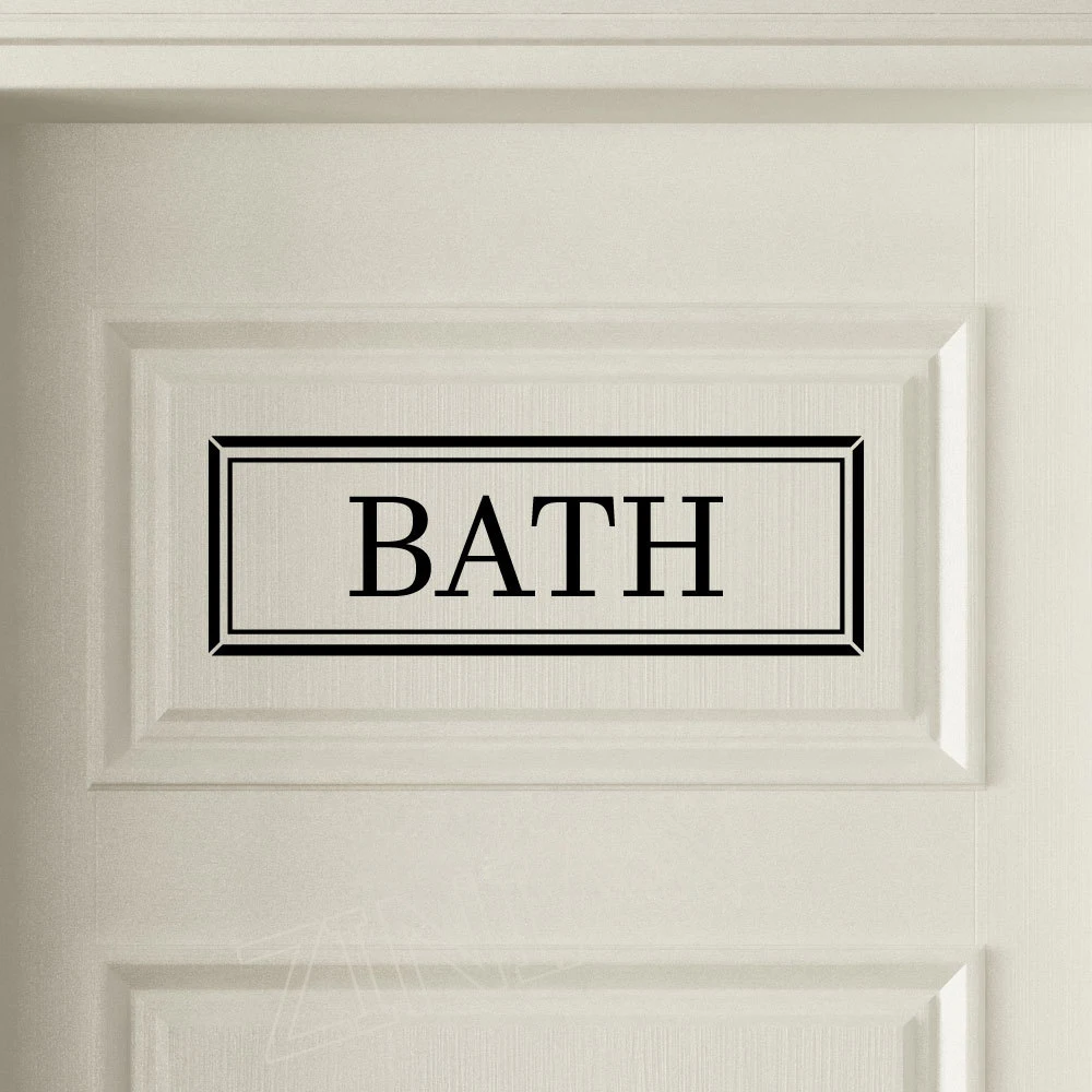 Simple Bathroom Sign Wall Door Decals Sticker Self Adhesive Bath Art