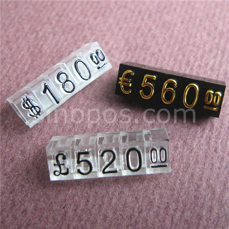 

Medium Adjustable Price Tags Euro Pound Lira, assembly blocks number digit cube phone watch jewelries counter display stand sign