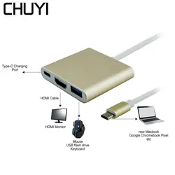 CHUYI USB3.1 TypeC к HDMI USB 3,0 USB-C хаб адаптер Splitter Extender HD 4k кабель для Macbook 12 "Chromebook Pixel ТВ Displayer