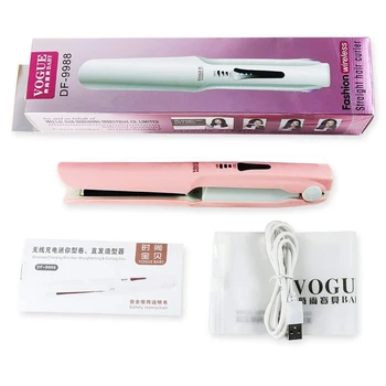 

Wireless Hair Straightener 2 in 1 Hair Curling Iron USB Charging Hair Flat Iron LED Display Straightener Iron Use For Travel