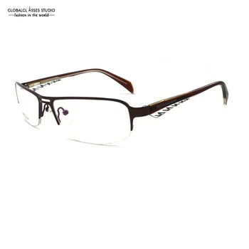 

Latest Fashion Brand Design Ultra Light Half Rim Metal Glasses Frame Men Bronze Frame Stripe Leg Business Eyeglasses M3058-COL41