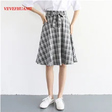 Школьный стиль; лето Женская плиссированная юбка Милая клетчатая элегантная женская юбка для девочек