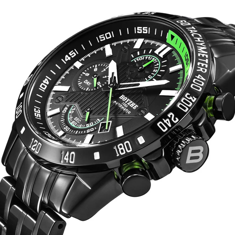 

Fashion mechanical watch sports wind business men's steel belt waterproof gift watch