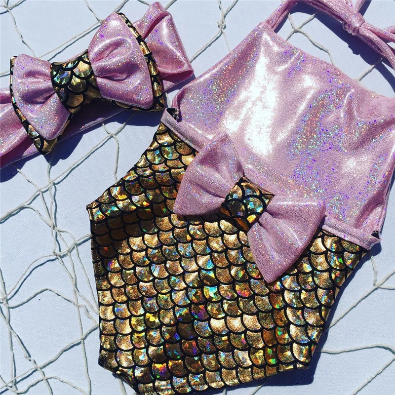 Kids Baby Girl Mermaid Swimwear One Piece Bikini Swimsuit Bathing Suit 