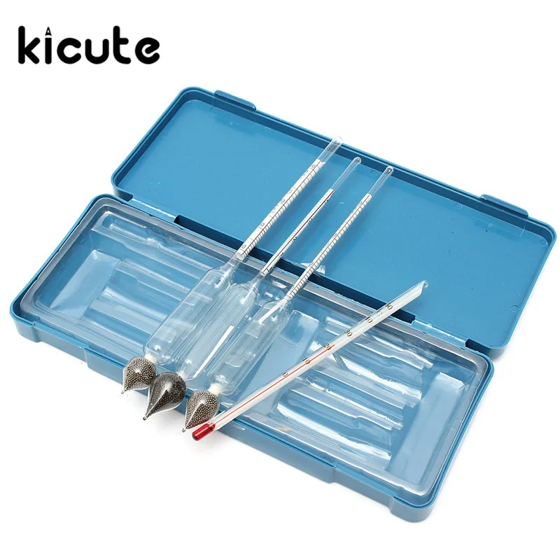 

Kicute 5Pcs/Set Wine Making Hydrometer Alcohol Meter Tester Measure Test Laboratory Cylinder Thermometer Graduated Cylinder Case