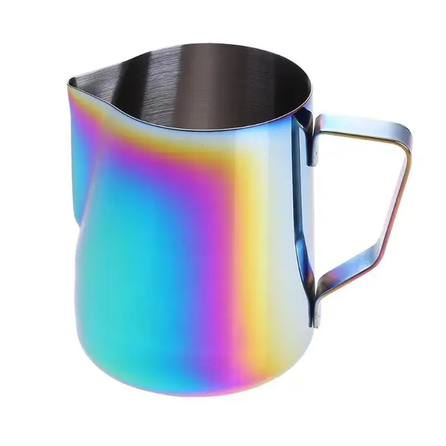 Best Offers  600ml Stainless Steel Frothing Pitcher Pull Flower Cup Cappuccino Coffee Milk Mugs Rainbow Milk Frothers Latte Art