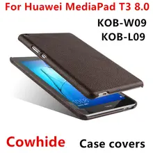Case Cowhide For Huawei MediaPad T3 8.0″ Protective Shell Smart Cover Genuine Leather Tablet PC For huawei t38 kob-w09 l09 Cases
