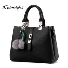 ICeinnight mujeres de los bolsos de Lujo de estilo Europeo diseñador de la Calidad de cuero de La Pu bolso crossbody bolsa feminina sólido negro dama