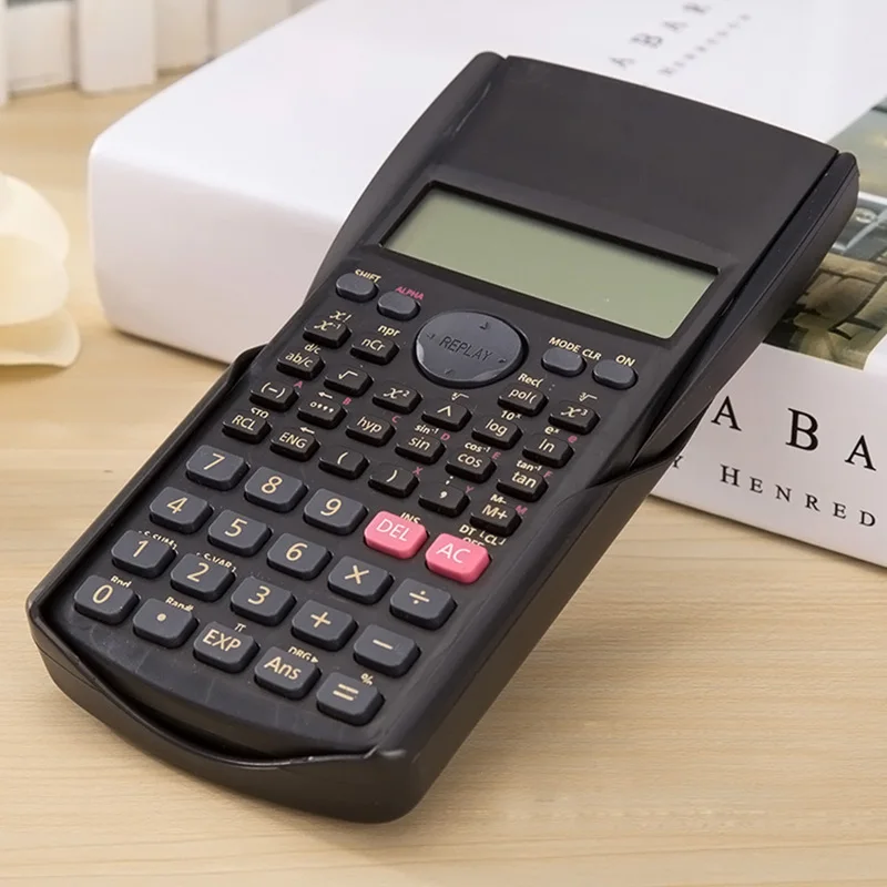 Scientific Calculator Multifunctional 2 Line Student Function Calculator LCD Display Counter Calculating Machine without Battery