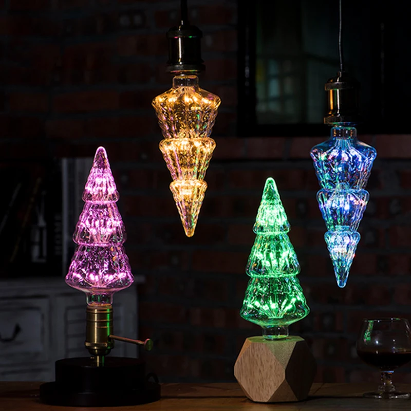 Creative Christmas Tree LED Edison Bulb Lamp E27 220V Screw Color