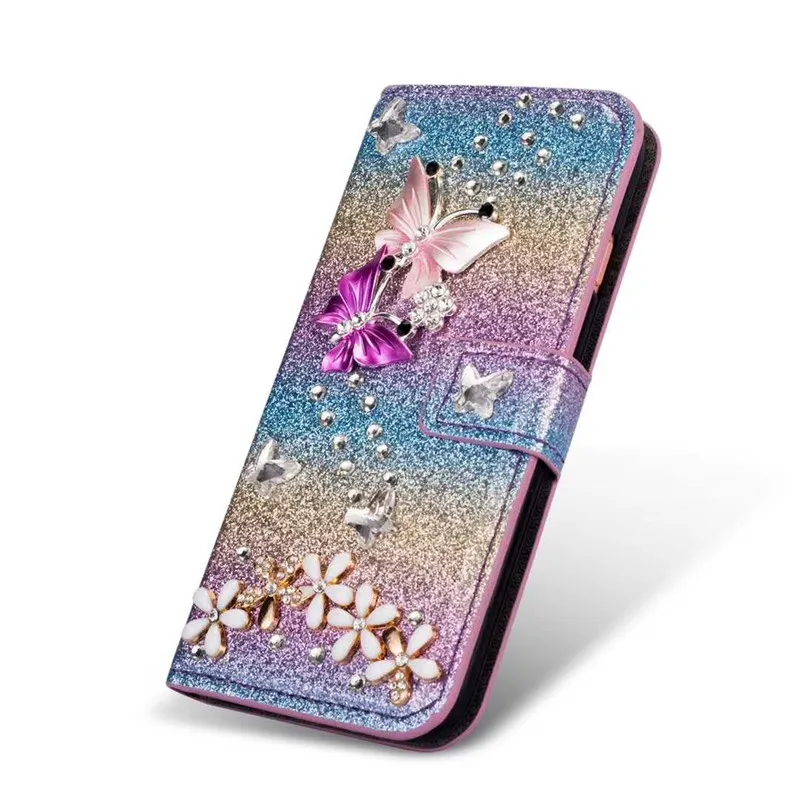 Роскошный Шикарный кожаный флип-чехол для iPhone 6 7 8 plus X XS MAX XR алмазный кошелек с блестками сумка для телефона чехол для мобильного телефона